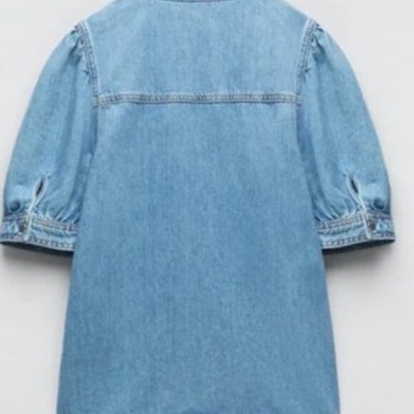 Zara Light Blue Denim Top with Tie Detail - Picture 12 of 16